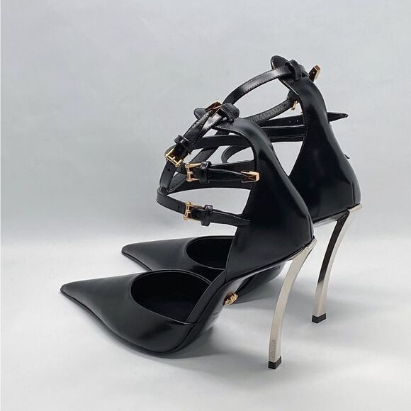 Versace Pin Point Leather Ankle Strap Pumps size 39.5 - Picture 9 of 16